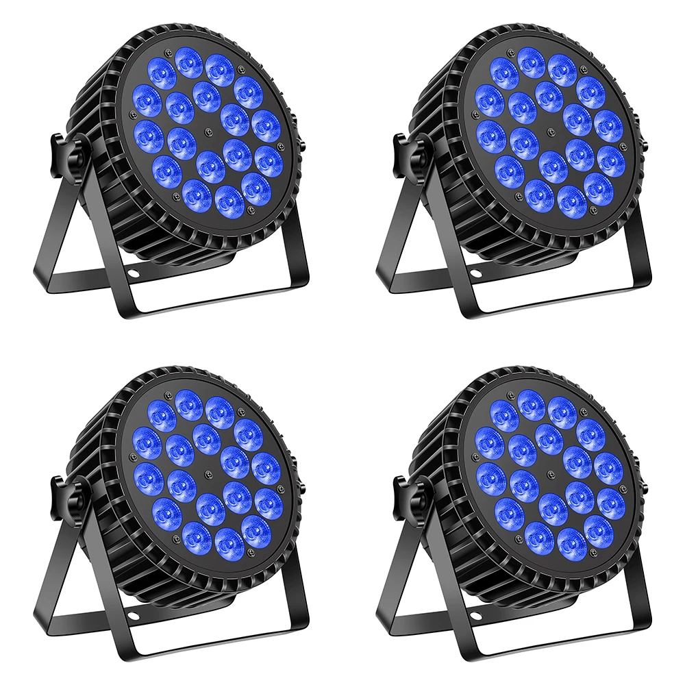 U'King 4 SZT. 200W LED Par Light DMX512 18x8W RGBW LED Wash Light Efekt Płaski Reflektor do DJ Disco Party Club Ślub Scena