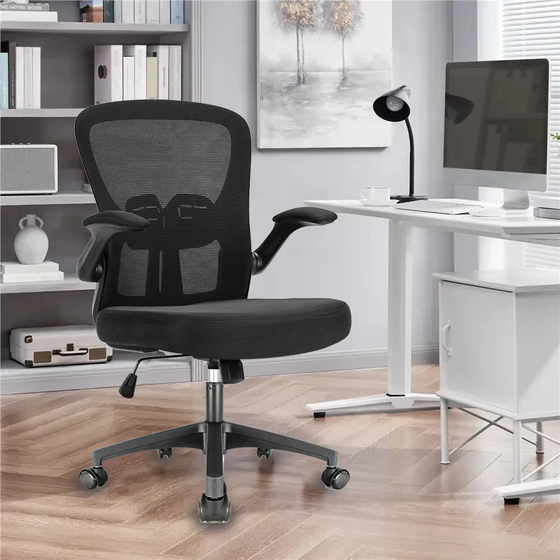 Durrafy Ergonomischer Bürostuhl, Schreibtischstuhl mit verstellbaren Armlehnen, Gaming-Stuhl, Netz-Bürostühle, Schwarz