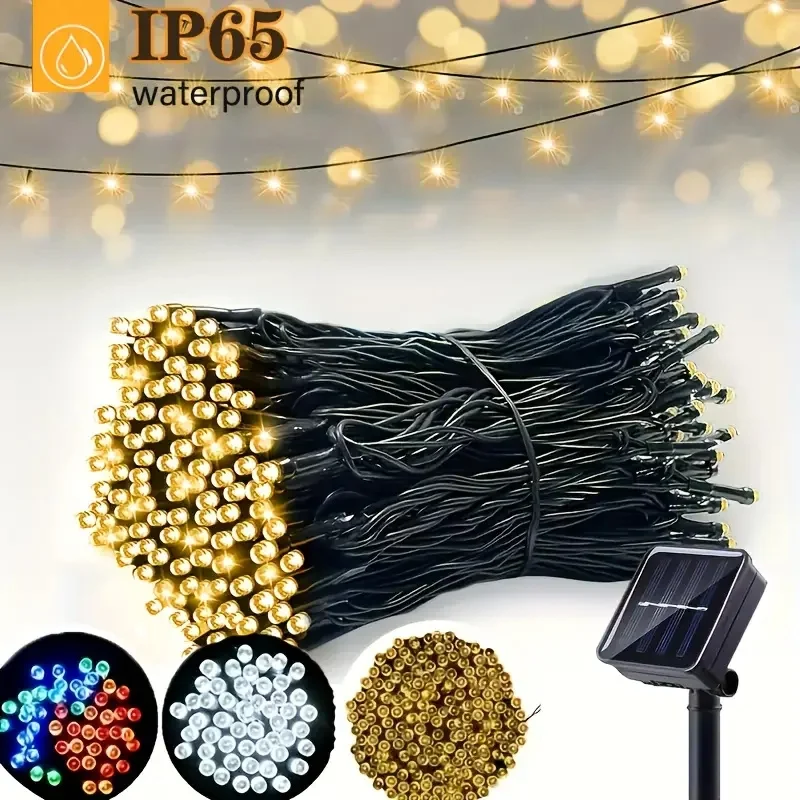 Cadena de luz solar para exteriores, decoración navideña LED, cadena de luces, luz de hadas solar, luz de decoración navideña para jardín