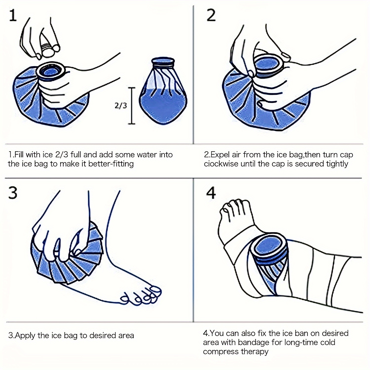 Cooler Bags Reusable Ice Bag Set for Pain Relief 6" 9" 11" Size Cotton Material Heat Pack for Knee, Head, Leg - Versatile Cold