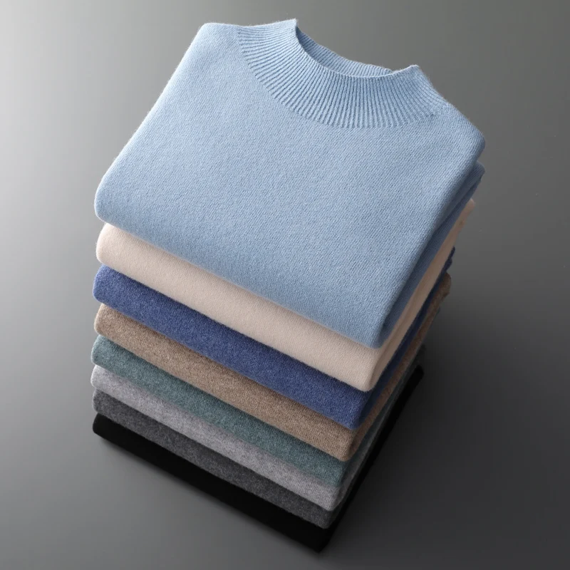 100% zuivere wol kasjmier trui heren halve coltrui casual mode verdikking top breien trui