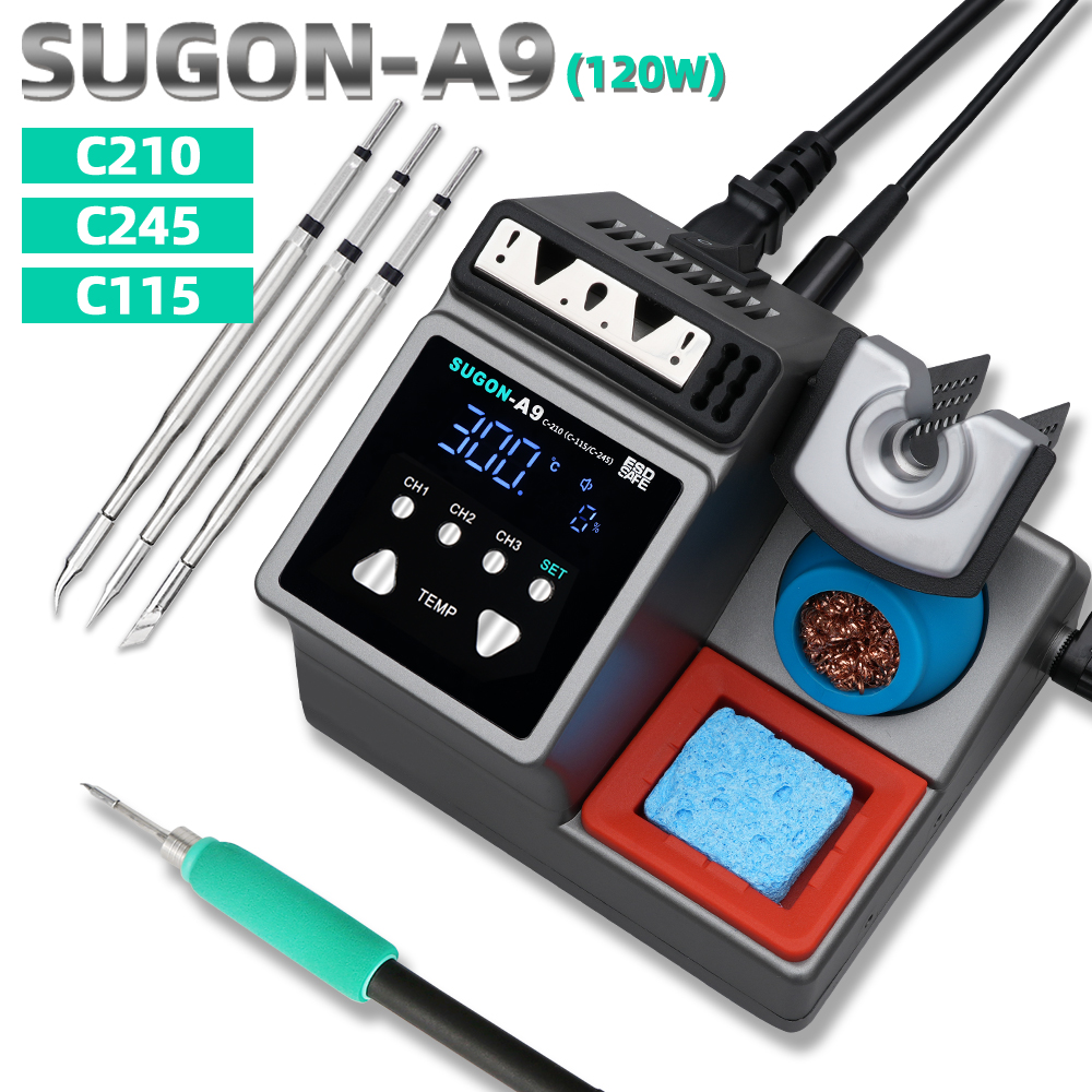 Estación de soldadura SUGON-A9, Compatible con punta de soldador Original, mango 210/245/115, Estación de Reparación de soldadura electrónica sin plomo