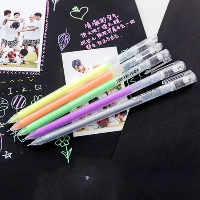 9 ชิ้น/เซ็ต 0.6 มม.สีขาวทองเงินหมึกสีอัลบั้มรูปเจลปากกาสํานักงานเครื่องเขียนน่ารัก Scrapbooking ปากกาขนาดใหญ่สําหรับเด็ก