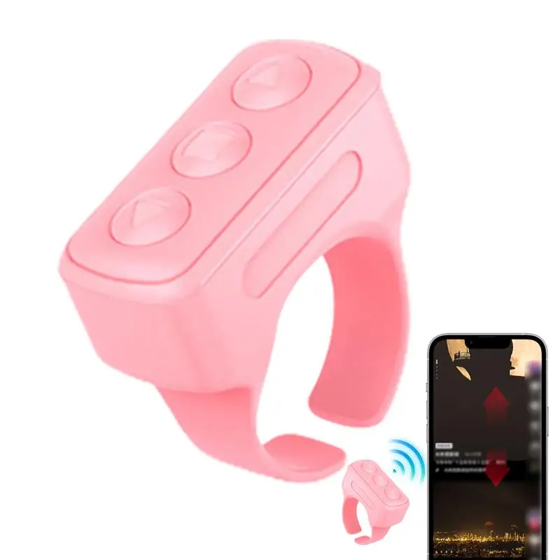 Control remoto de desplazamiento de dedo inalámbrico, Control remoto de diente azul, anillo de desplazamiento, controlador de grabación de vídeo para Tiktoks Selfie