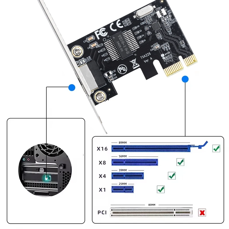 Gigabit Ethernet Network Card PCI-E to RJ45 1000Mbps Wired LAN Controller with RTL8111H Chipset PCIE Adapter for Desktop PC