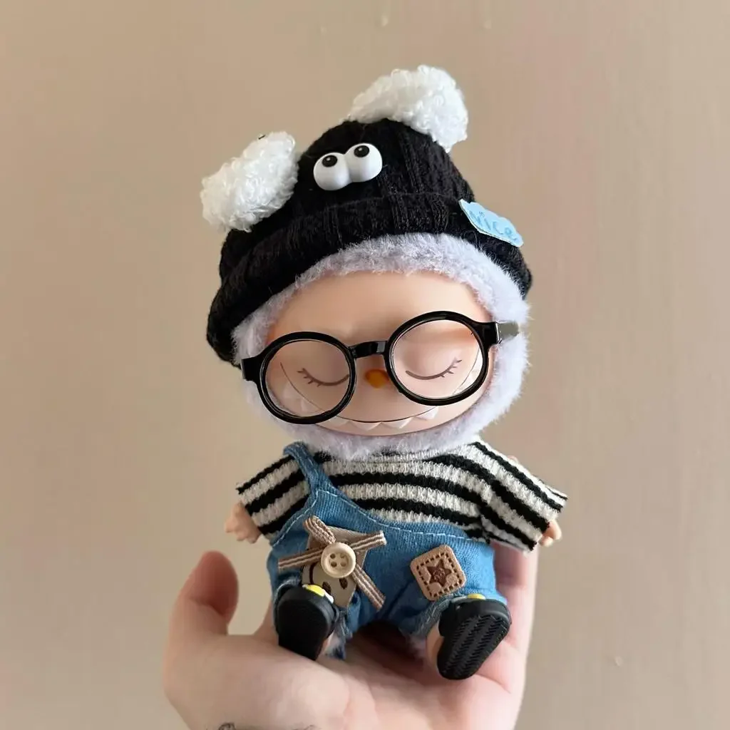 Ropa para Mini muñeca de 17cm, accesorios para Corea, Kpop Exo Labubu Idol V1 V2, suéter a rayas, monos, gafas, sombrero, ropa
