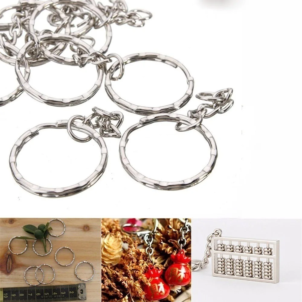 50 pezzi portachiavi in metallo placcato argento portachiavi anello diviso portachiavi portachiavi anelli donna uomo portachiavi fai da te accessori