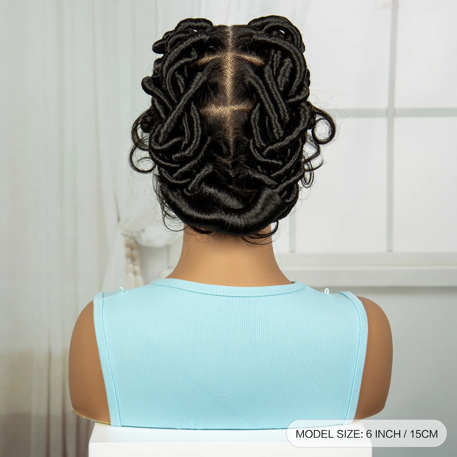 Perucas trançadas sintéticas transparentes com renda completa, caixa sem nós, perucas trançadas naturais bantu com cabelo de bebê para mulheres negras