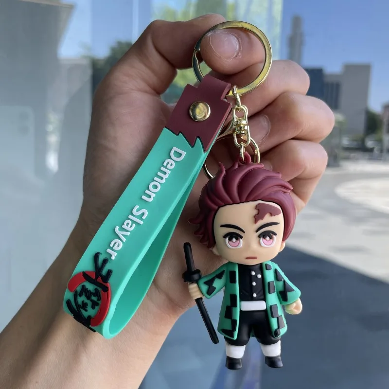 Simpatico cartone animato Ghost Slayer Portachiavi per auto in silicone Ciondolo per borsa per bambola anime Coppia appesa Decorazione Ciondolo per zaino per auto