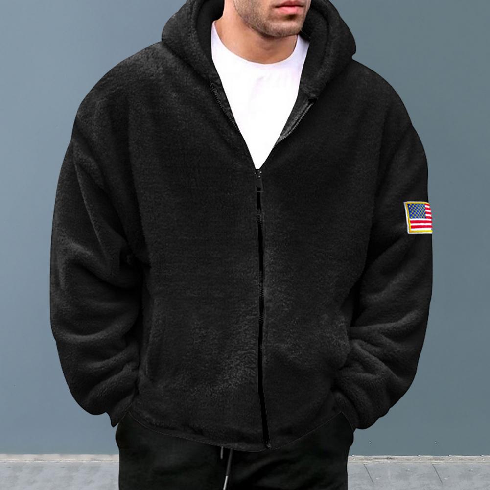 Abrigo de invierno con cierre de cremallera, chaqueta con capucha, chaqueta de invierno elegante para hombre, cárdigan con capucha de felpa con cierre de cremallera para otoño
