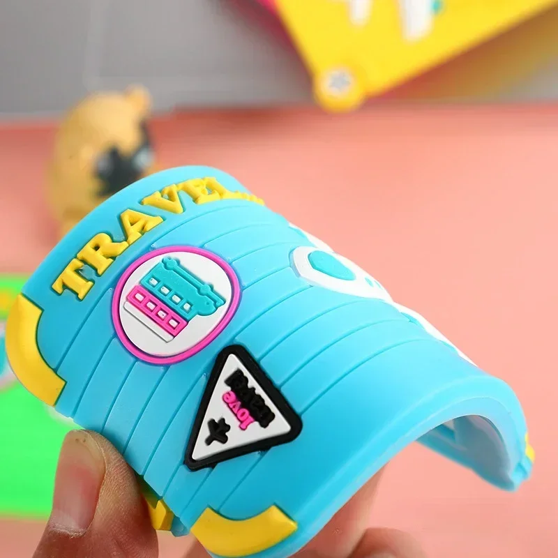 Etiquetas de bagagem em pvc, acessórios de viagem, etiquetas de mala de silicone, estilo fashion, etiqueta de viagem portátil, suporte de endereço de identificação