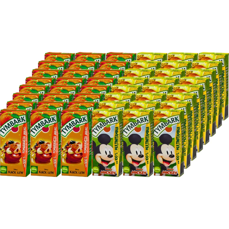 Tymbark sok 100% mix 200ml : pomarańcza x 24, multiwitamina x 24