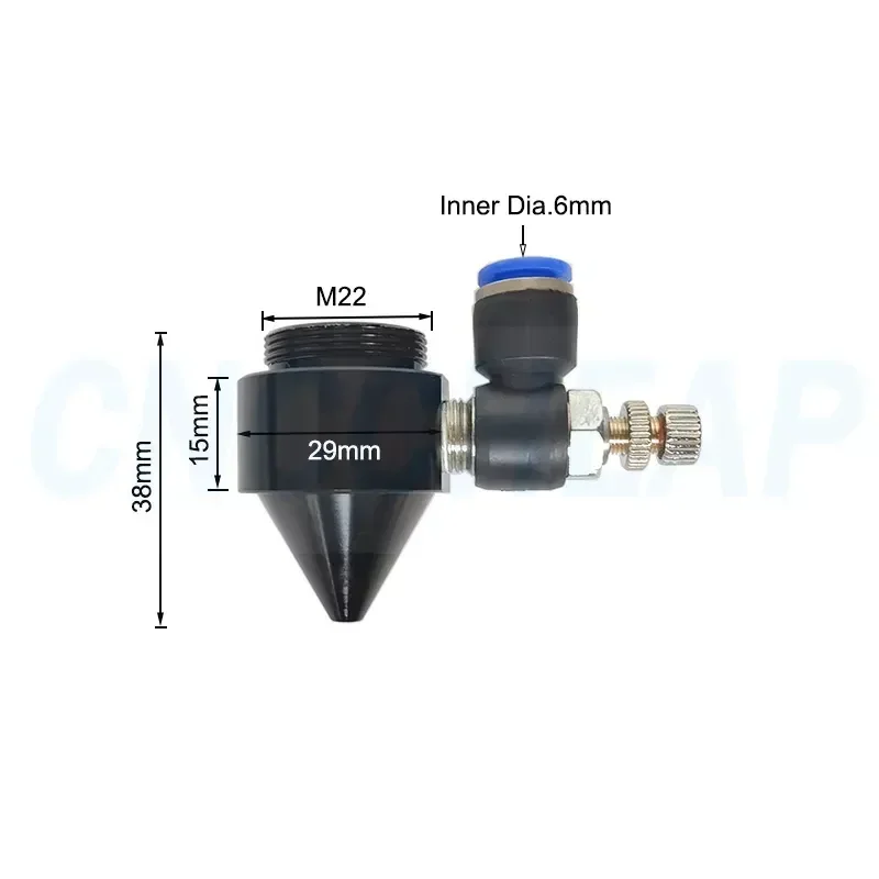 CO2 Laser Lens Tube Outer Diameter 25mm 24mm 22mm 21mm for Lens Dia.20mm FL 50.8/63.5/101mm Air Nozzle Output Laser Machine