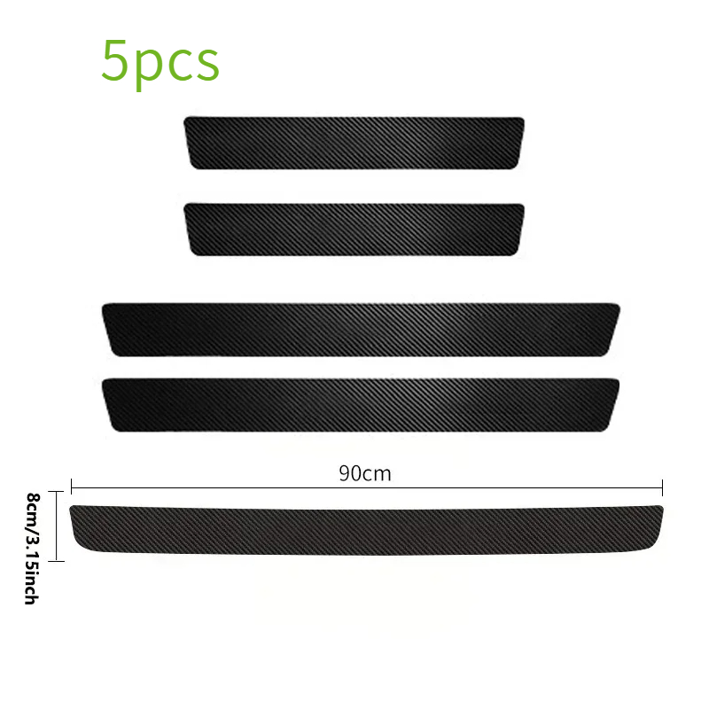 5 pces/4 pces conjunto tira de proteção de limiar de fibra de carbono universal anti-risco e anti-colisão porta tira decorativa adesivo