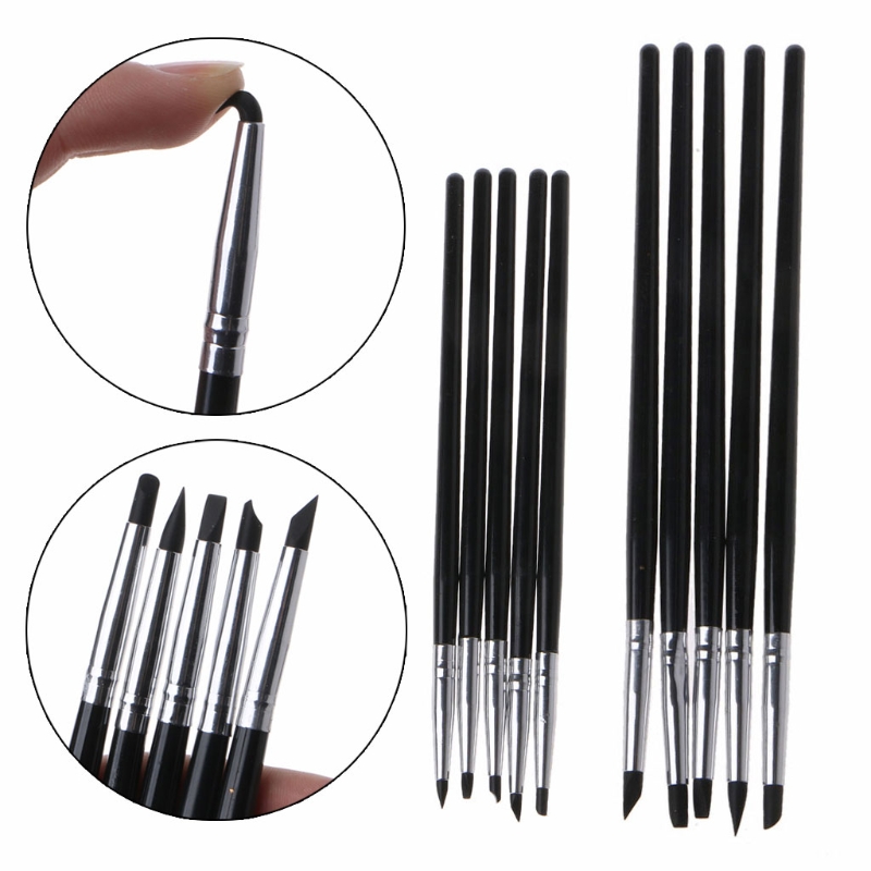 5 Stück Silikon-Dotting-Tools zum Färben, schärfere Pinsel, Stifte für Tonmodellierung