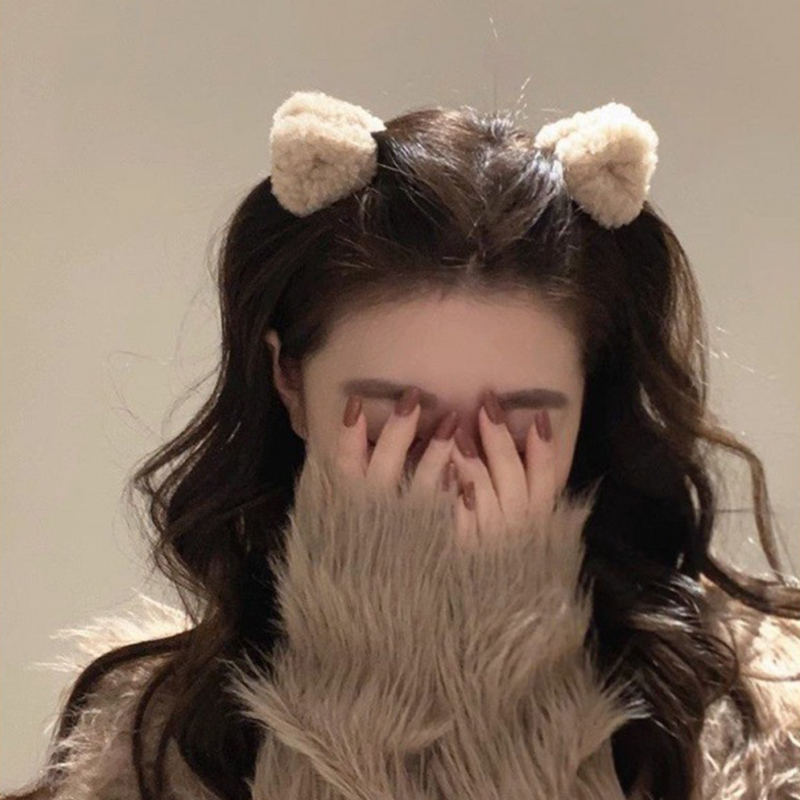 2Pcs Plüsch Katze Ohren Form Haar Clips Frauen Süße Nette Beige Ente Schnabel Clip Haarnadel Mode Mädchen Headwear Haar zubehör