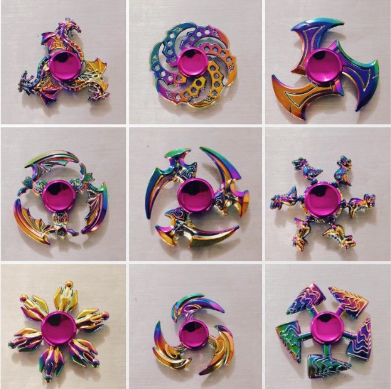 New 28 Style Colorful Metal Fidget Spinner Decompression Alloy Rainbow Hand Spinner EDC Adult Finger Stress Relief Toy Wholesale
