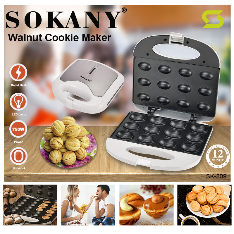 Sartén con molde para nueces Houselin - Plancha para galletas y dulces de 12 pocillos - Pastelería con molde para nueces