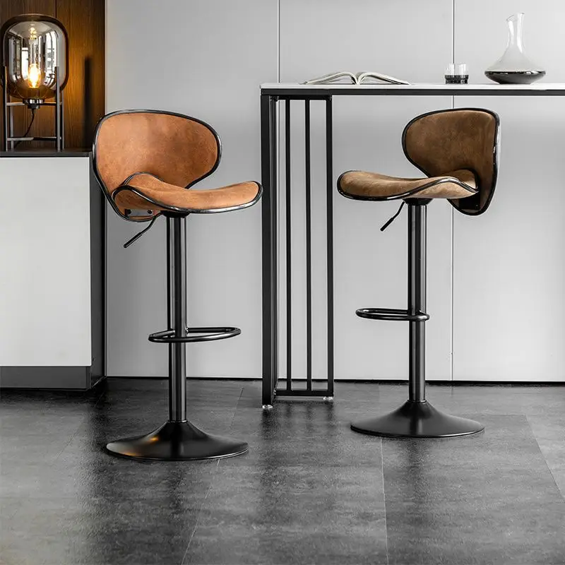 Bancos de bar de luxo retro casa encosto altura-ajustável metal cozinha cadeira de barra decoração para casa móveis cadeiras acessórios