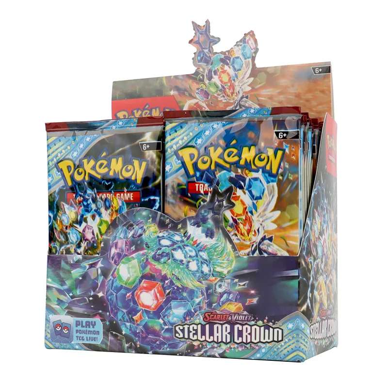 40/360 unidades versão em inglês Pokémon TCG: Scarlet & Violet Stellar Crown Booster Box Pokémon cartão comercial 36 Pack Box