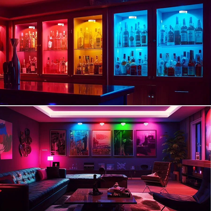 Luz noturna rgb 12 cores, controle remoto sem fio, tipo c, recarregável, luz de armário para cozinha, guarda-roupa, quarto