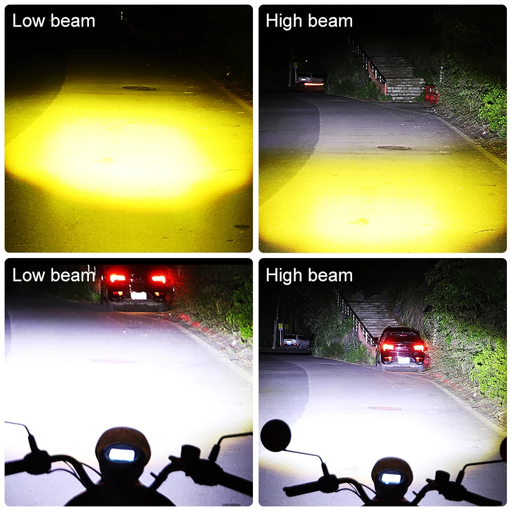 10000LM H4/H6 12V LED オートバイヘッドライト電球モトスポットライト CSP レンズ白黄色ハイローランプスクーターアクセサリーフォグランプ