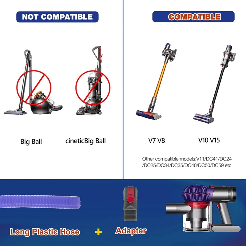Dryer Vent Cleaner Kit For Dyson V7 V8 V10 V11 V15 Vacuum Hose Attachment Lint Remover For Efficient Cleaning Easy Install