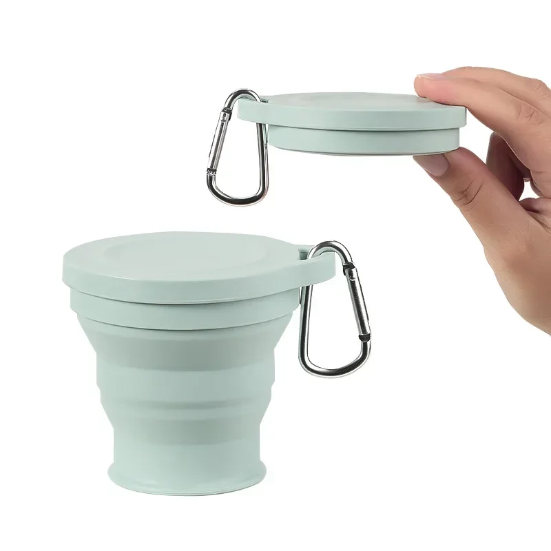 Tazza pieghevole in silicone per esterni con foro per appendere Tazza per acqua creativa Tazza per lavaggio portatile da viaggio Tazza in silicone da viaggio alla moda