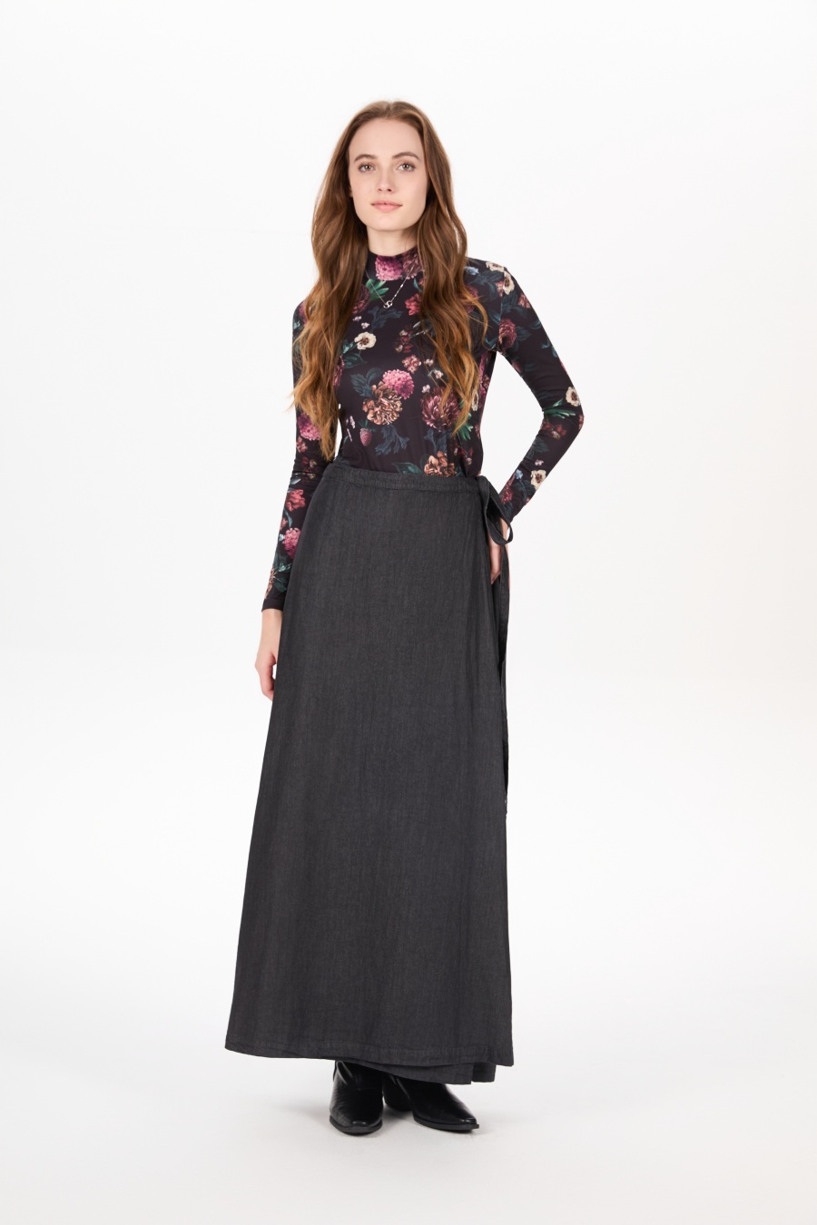 AS AW25 denim one pieces  wrap skirts adjustable waist woman clothing