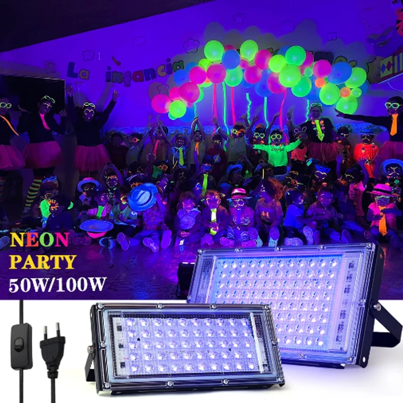 395nm 400nm LED proiettore UV 220V lampada da palcoscenico a raggi ultravioletti 50W 100W 150W Stage Blacklight impermeabile discoteca Party Stage retroilluminazione