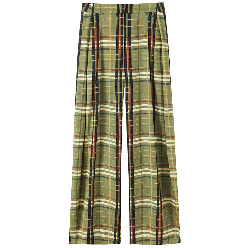 HXAO Plaid Baggy Pants Women's Pants Autumn 2025 Ladies Fashion Oversize High Waist Trousers Elegant Wide Leg Street Wear Pants