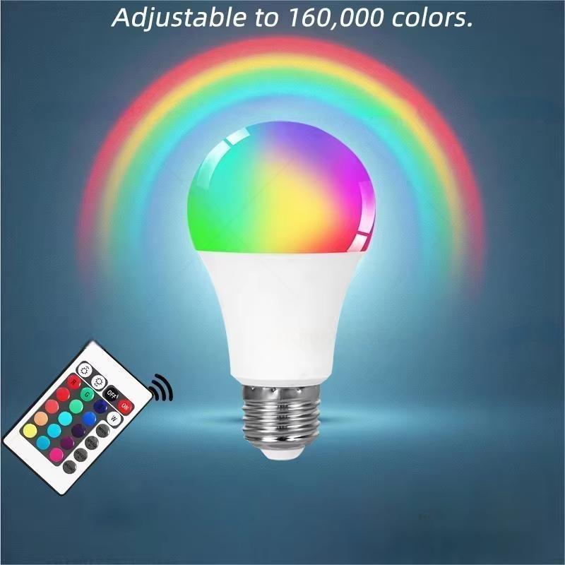 16 Colors RGB Bulb LED Multicolor Bulb E27 Base 220V Household Lighting Dimmable 24 Key Remote Control Atmosphere Neon Light 1pc
