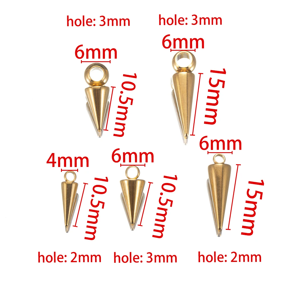 10pcs กรวยสแตนเลสจี้ Retro SPIKE จี้สําหรับเครื่องประดับ DIY ทําอุปกรณ์