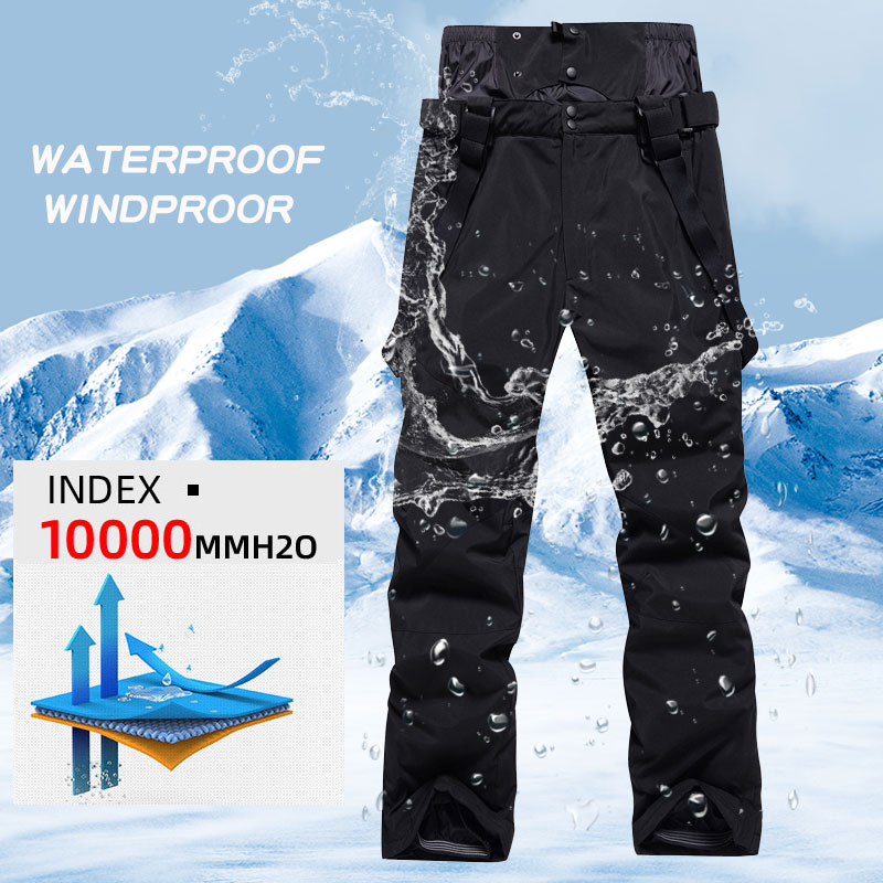 High Quality Men Winter Thick Warm Skiing Pants Windproof Waterproof Suspender Trousers Snow Snowboard Pants Plus Size