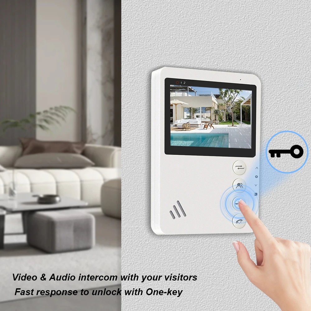 Metal  Video Doorbell with Camera for Home Indoor Monitor  Apartment Video Intercom Kit WiredOne  Unlock Handsfree DND