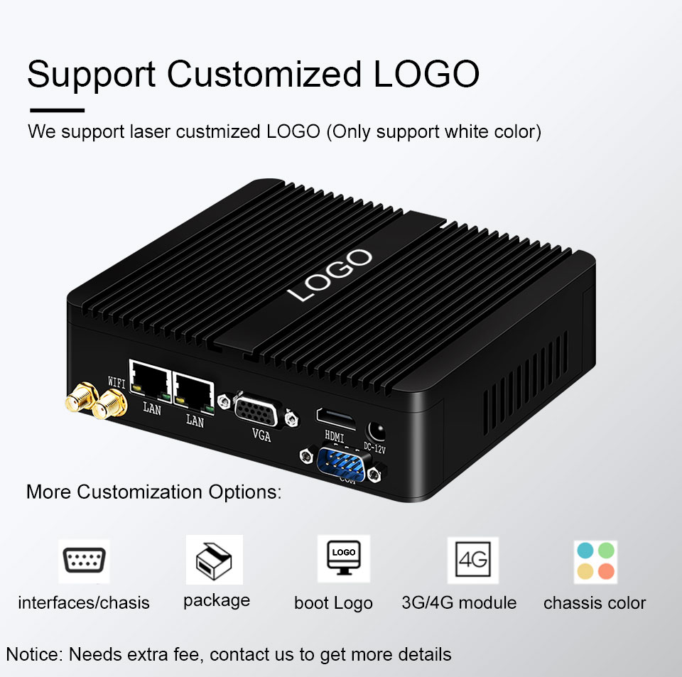 BEBEPC Quạt Không Cánh Mini PC Intel Celeron J1900 N2830 Dual LAN Windows 10 J2900 4 Nhân Công Nghiệp Máy Tính Để Bàn Mini Máy Tính COM wiFi HTPC