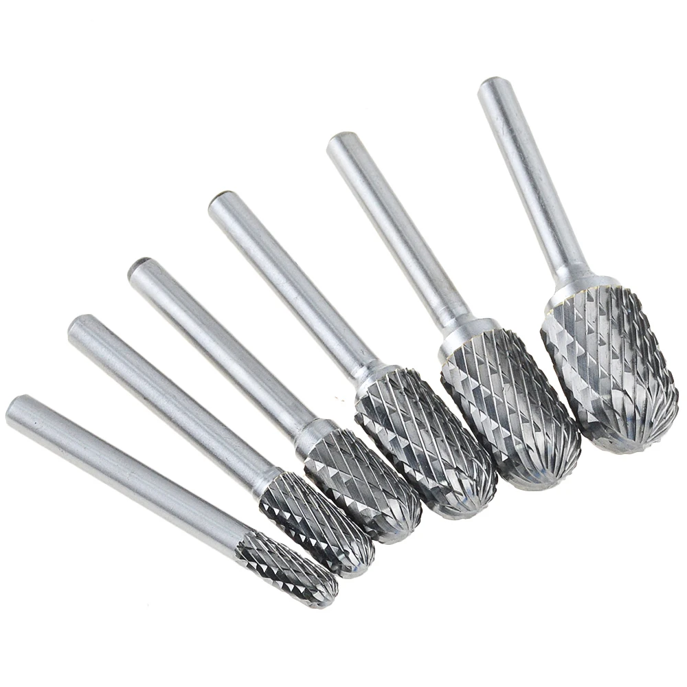 C-Type Alloy Rotary File ทรงกระบอก Double Groove เหล็กทังสเตนหัวเจียรโลหะหยกไฟฟ้าแกะสลักเครื่องตัด