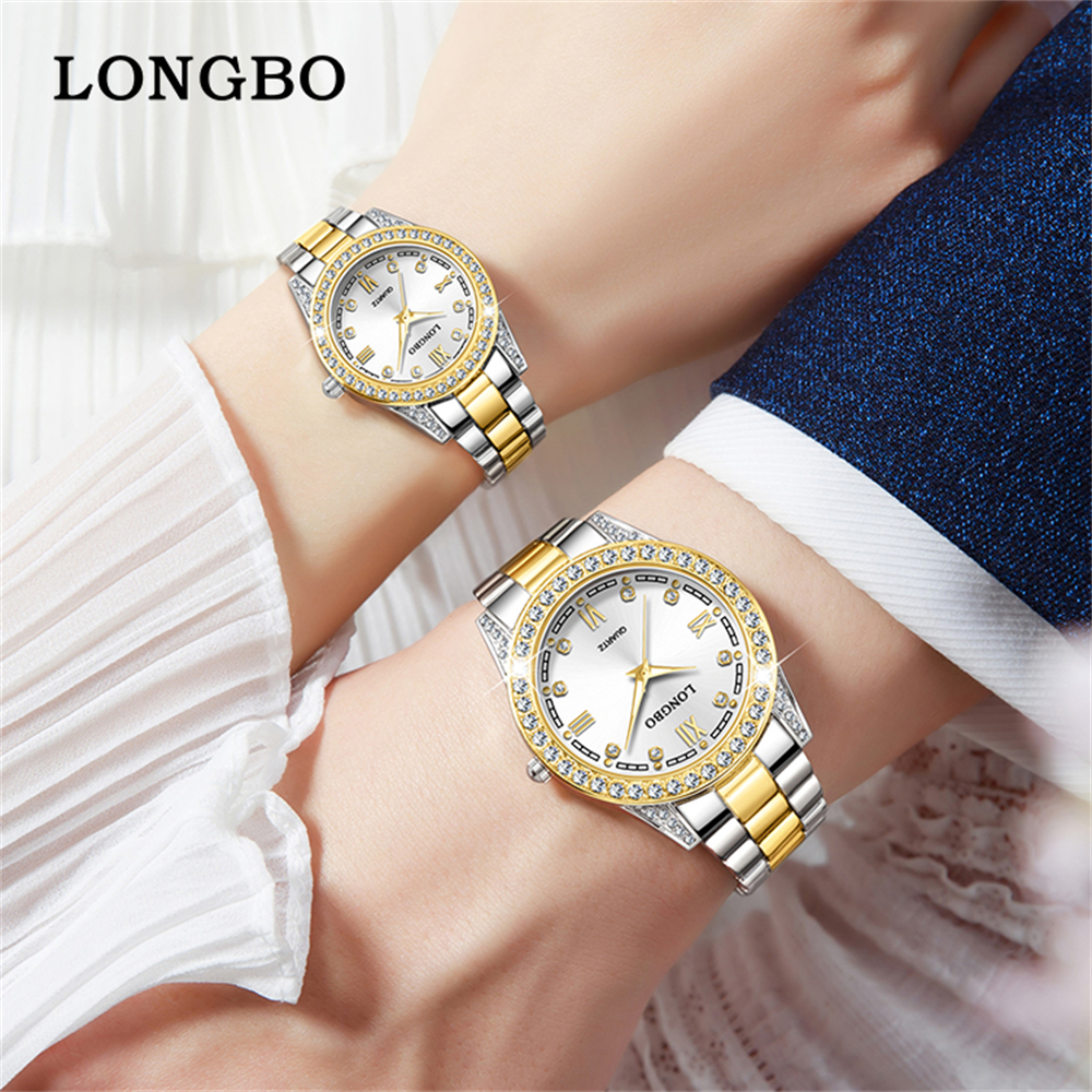 Conjunto de relojes de acero inoxidable para parejas, pulsera de cuarzo resistente al agua, luminoso, 2 piezas, 2024