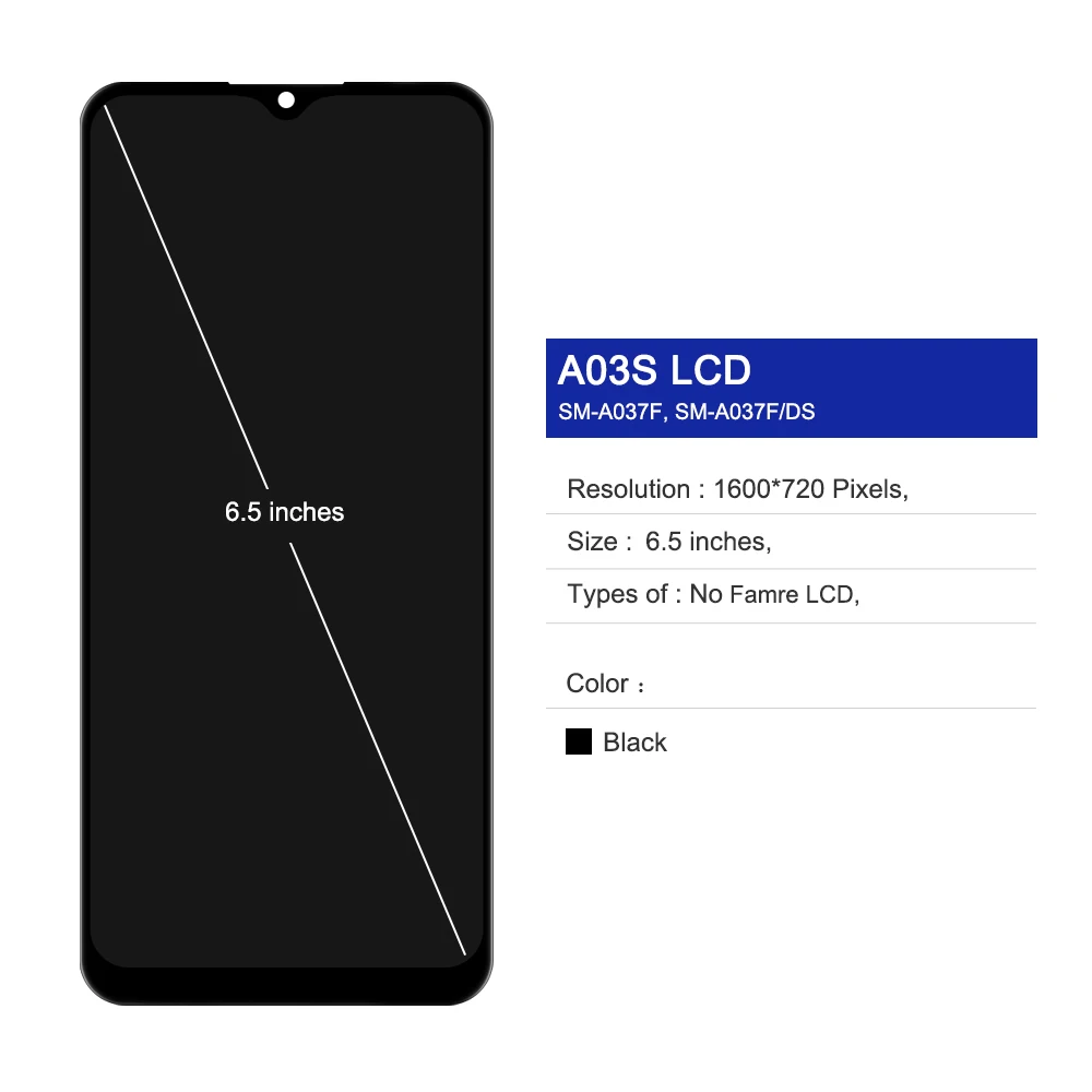 6,5 ''A03S Display Für Samsung Galaxy A037F A037M A037G A037U A037W LCD Display Touchscreen Digitizer Montage Ersatz