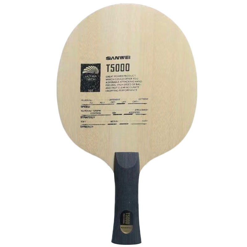 Oryginalne ostrze do tenisa stołowego Sanwei T5000 5 Wood 2 Carbon Entry Intermediate Ping Pong Blade do napędu pętlowego z szybkim atakiem