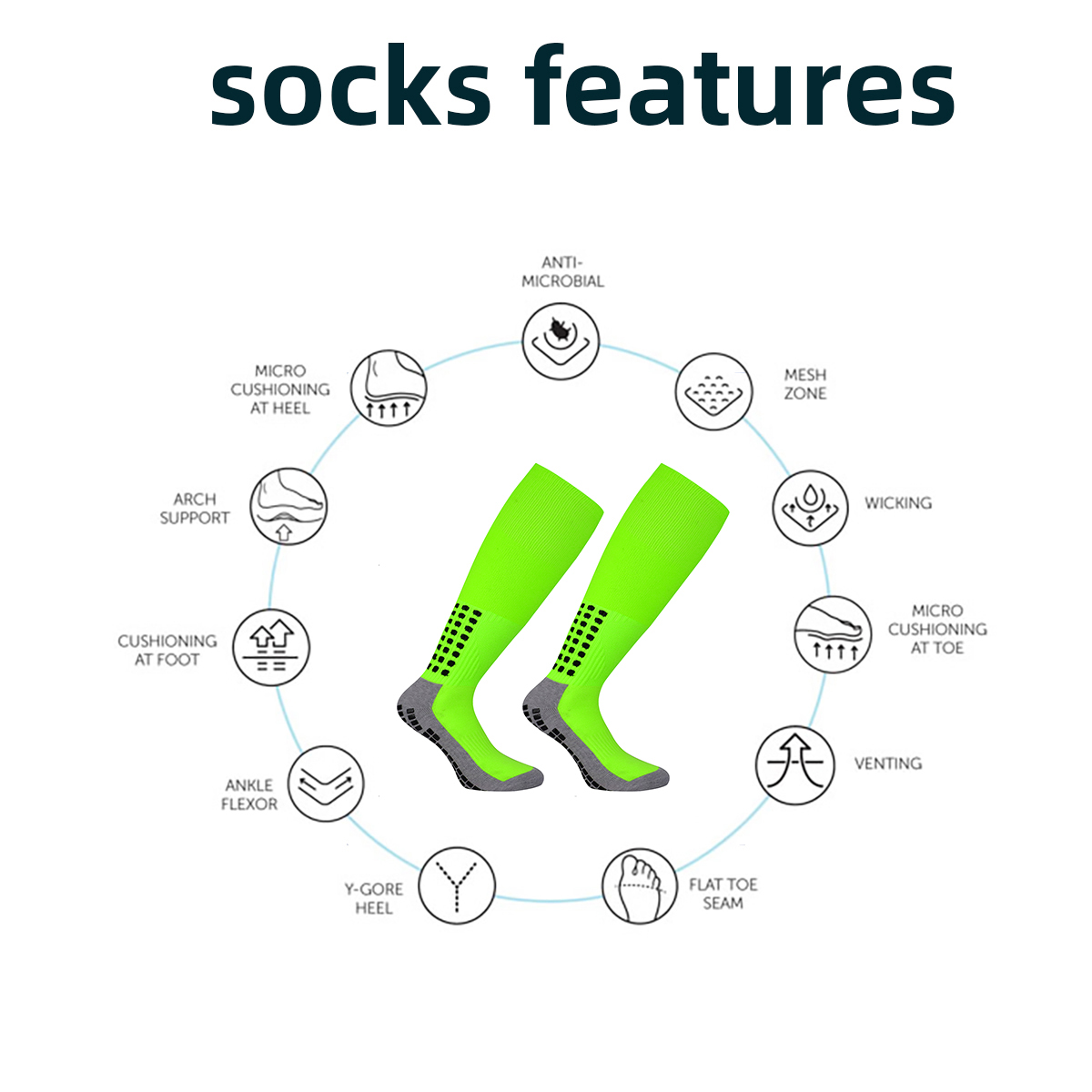 Calcetines largos de fútbol para hombre, medias de entrenamiento profesional de silicona gruesa, antideslizantes, parte inferior de toalla