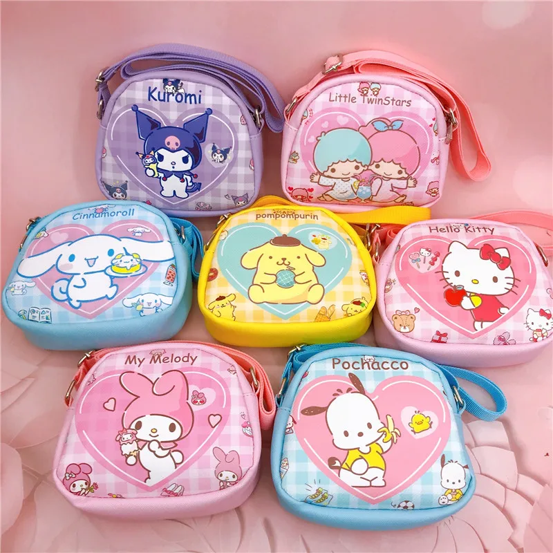 Bolsos cruzados Sanrio bolsas de mensajero de hombro lindas mochilas portátiles de dibujos animados Hellokitty Cinnamorol Kawaii monedero para niñas