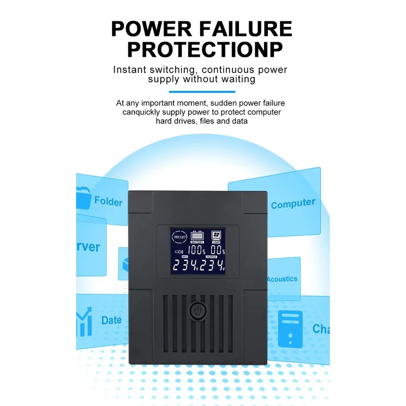 Offline UPS 650VA Standby Ups 110v 220V OUTPUT Line Interactive Ups 84Wh Uninterruptible Power Supply For Home