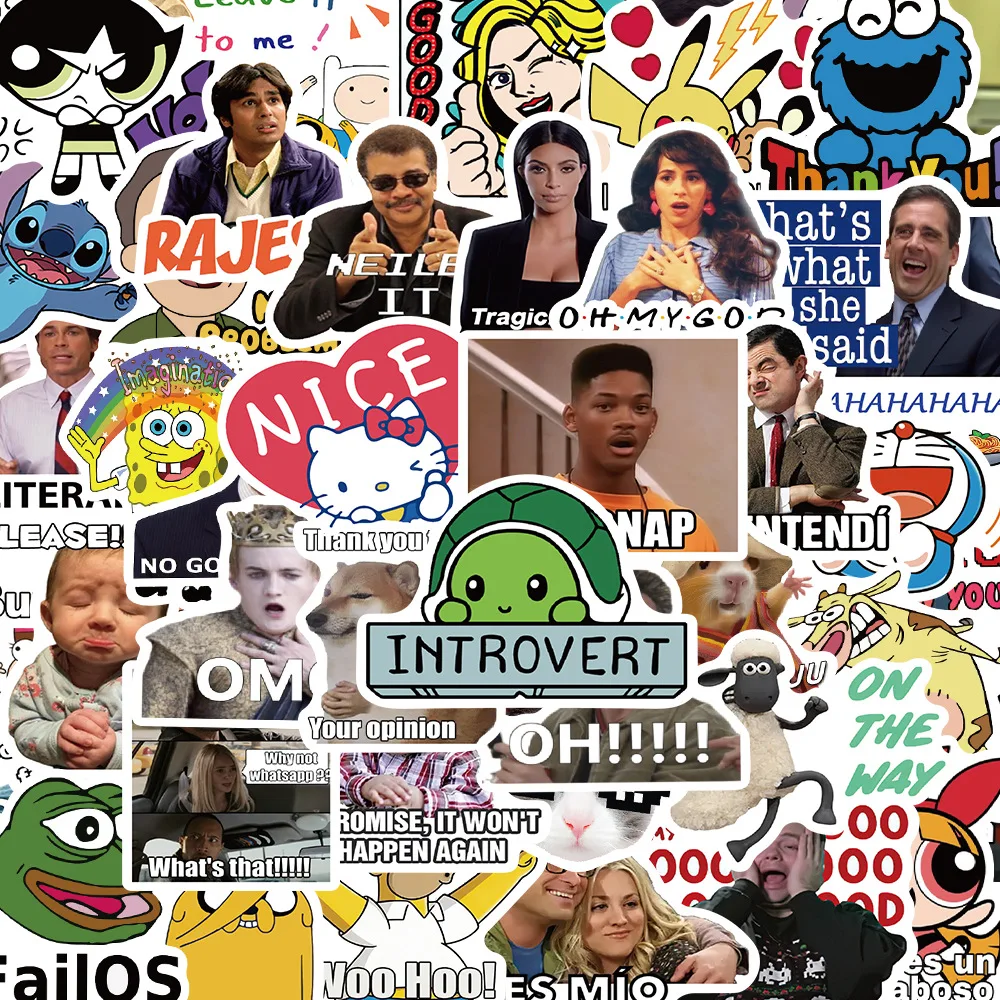 50/100PCS Funny Meme Stickers Graffiti Decals for Laptop Phone Case Notebook Water Bottle DIY Decor Waterproof Sticker Toy