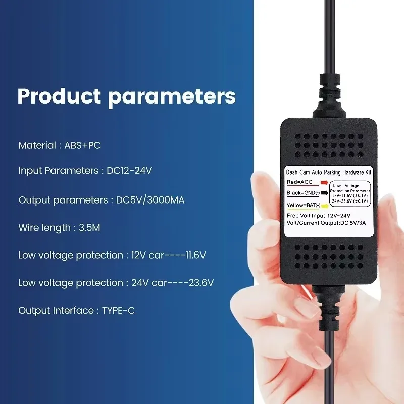 Auto-Recorder-Stromkabel, Dashcam-Hardwire-Kit, USB-DVR-Aufladegerät, Kabelsatz, 1 Set, 12 V auf 5 V, 4 Sicherungssatz