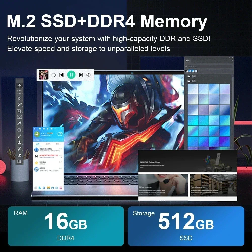 Estudiante Oficina 15,6 ''Protección ocular IPS Laptop 16GB RAM 11.a generación Intel Celeron N5095 Windows 11 Pro 5G WiFi Envío rápido