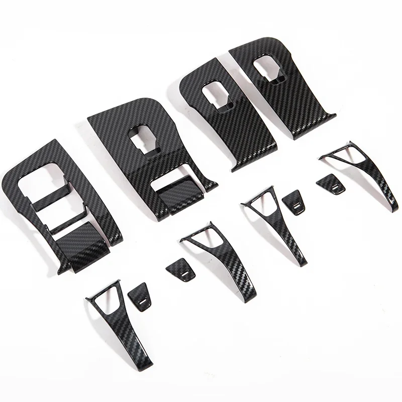Cửa Sổ Nâng Nút Công Tắc Cho Mẫu Tesla Model 3 Y Bao Viền Miếng Dán Khung Sợi Carbon ABS Nội Thất Ô Tô Phụ Kiện 2017-2023