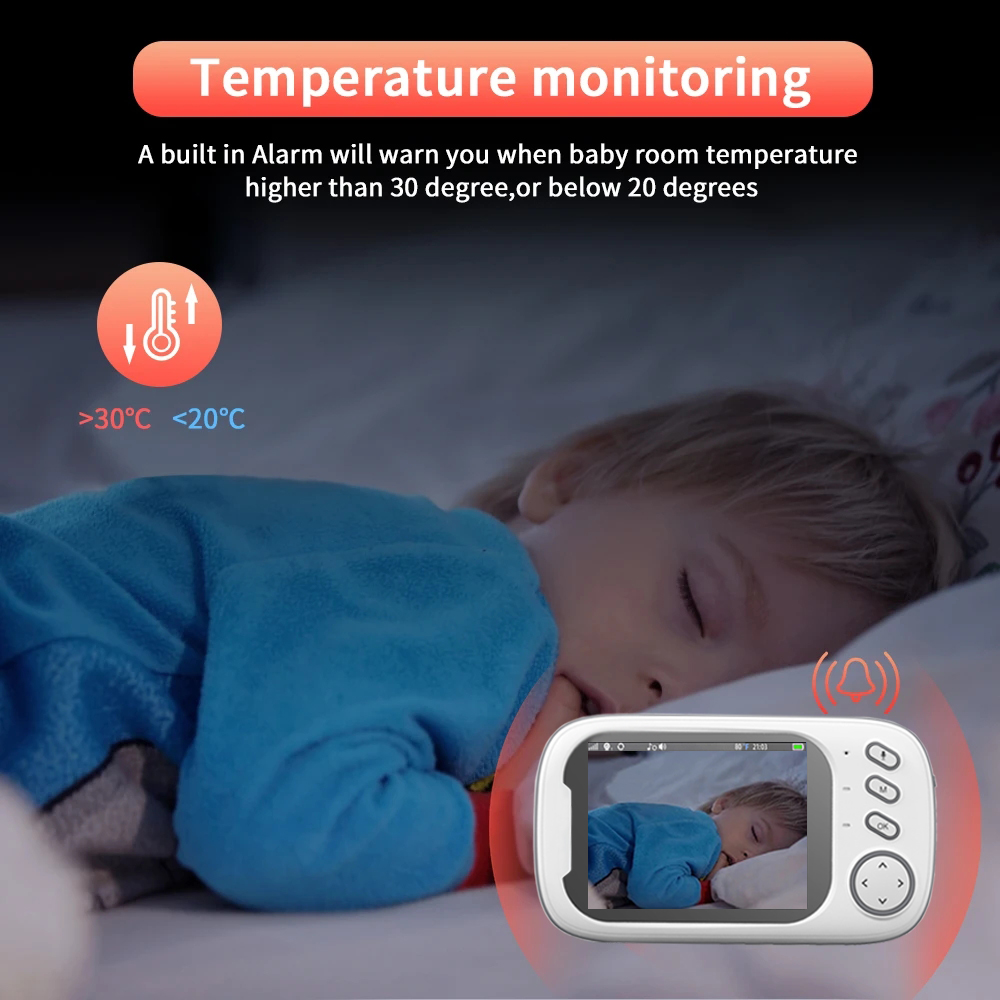 Cdycam novo monitor de bebê com vídeo sem fio de 3,5 polegadas, visão noturna, monitoramento de temperatura, áudio bidirecional, conversa, babá, câmera de segurança