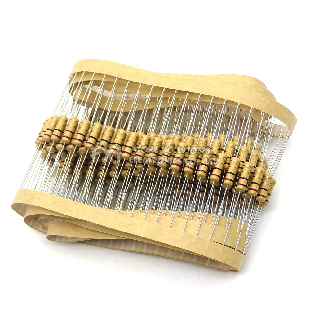 Resistencias de película de carbono, 1W, 5%, 1R-10M, 10R, 47R, 100R, 220R, 1K, 10K, 4K7, 100K, 560K, 1M, 3M3 ohm, resistencia de anillo de Color ibuw, 200K, 20 unidades