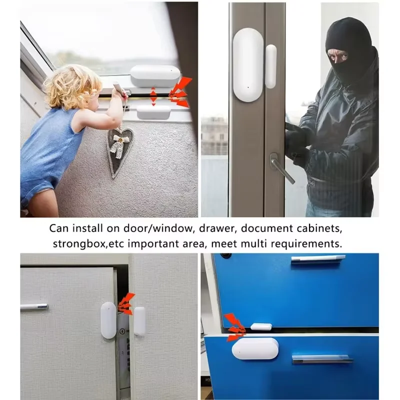 Ewelink Zigbee Deursensor Draadloos Magnetisch Venster Open Gesloten Alarmdetector Werkt met Zigbee2MQTT Alexa Google Need Gateway